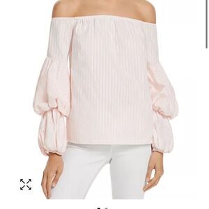 Petersyn Lily Metallic Stripe Off-the-Shoulder Top